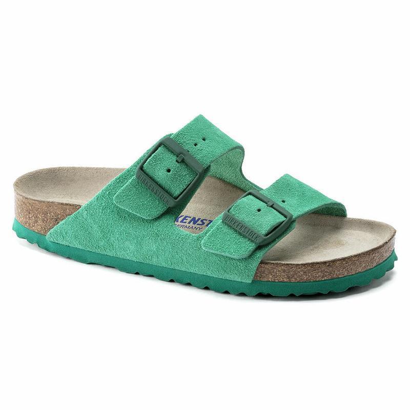 Arizona Birkenstock Soft Footbed Semisove Kozene Damske Zelene | SK 17CTV